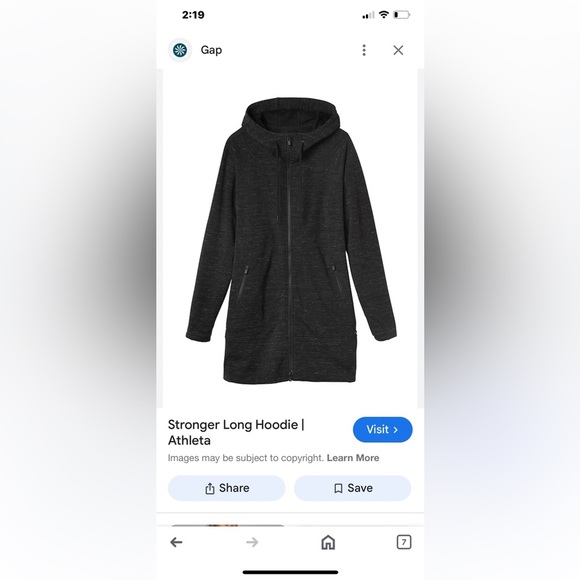 Athleta Stronger Long Long COZY Hoodie black/charcoal Multi zip front Size S - Picture 2 of 10